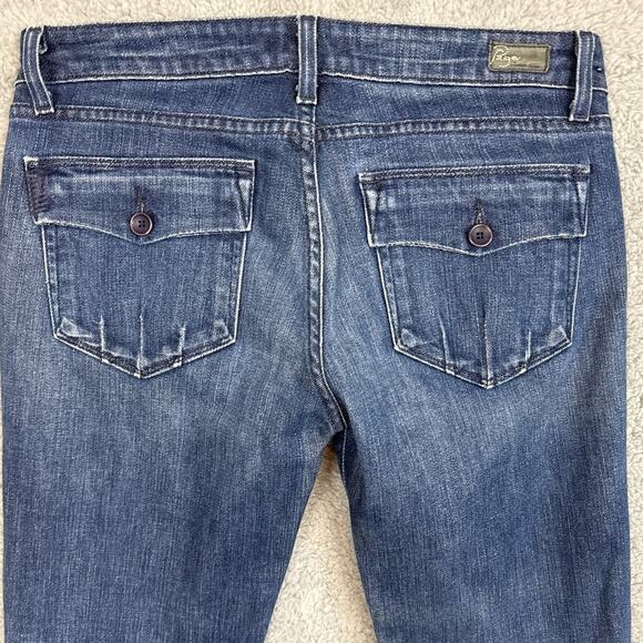 Y2K Paige Denim Jeans Low Rise Flare Leg Raw Button Fly Hem Size 30 Retro - Picture 4 of 10